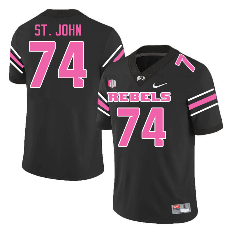 Men #74 Jalen St. John UNLV Rebels College Football Jerseys Stitched-Black